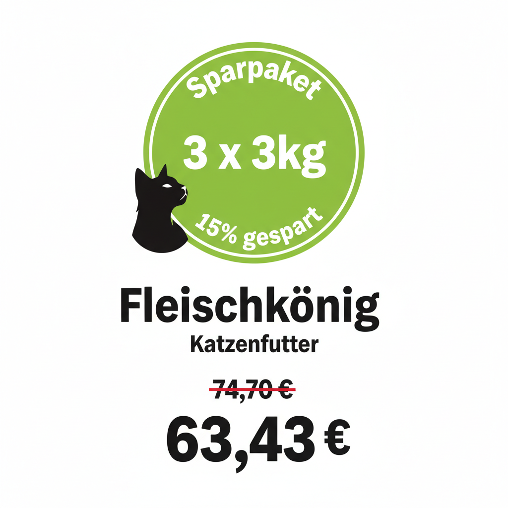 Sparpaket 3 x 3kg Fleischkönig Katzenfutter