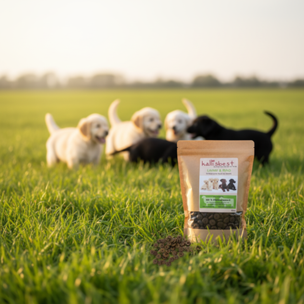 Lamm & Rind für Welpen – Sack mit Golden Retriever & Labrador Welpen