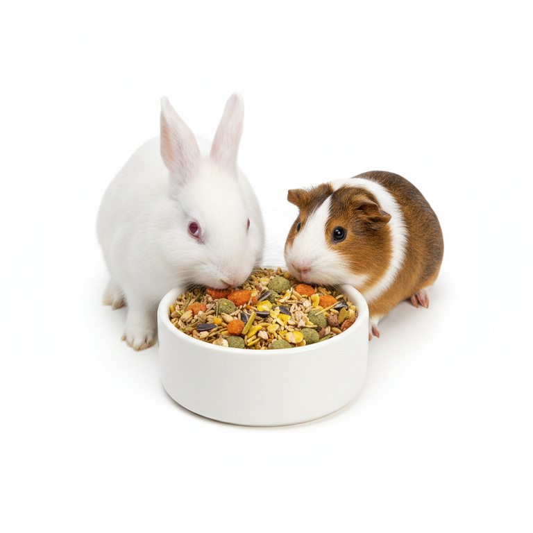 Deukanin Naturmix in Schale mit Kaninchen und Meerschweinchen