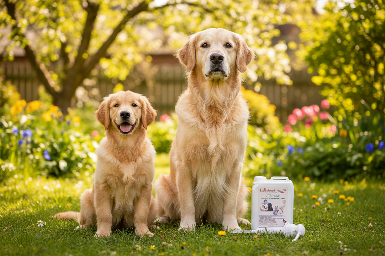 Welpe und Senior Hund mit Kallisbest Vital Plus – Kallisbest