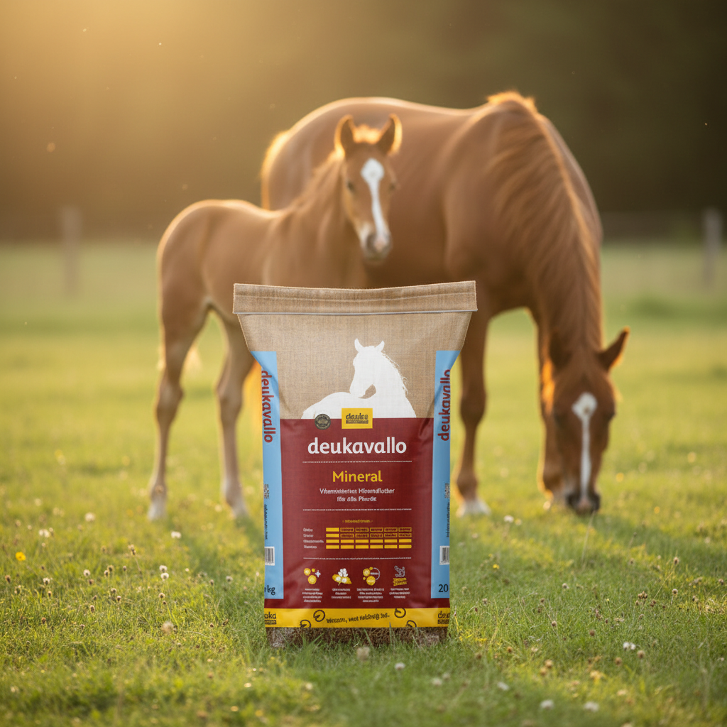 Deukavallo Mineral 20kg Sack – mit Fohlen auf Wiese