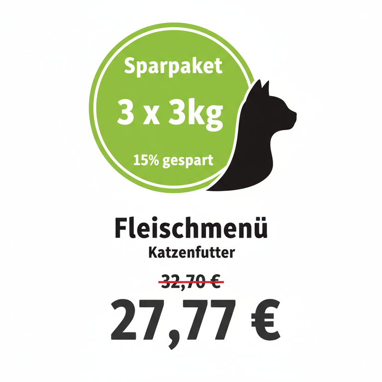 Sparpaket 3 x 3kg Fleischmenü Katzenfutter