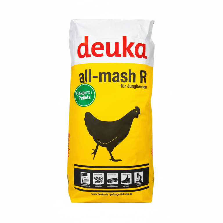 deuka all-mash R gekörnt 25 kg Sack mit Gekörnt Pellets Badge