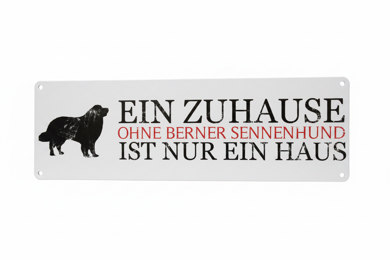 Metallschild – Ein Zuhause ohne Berner Sennenhund ist nur ein Haus