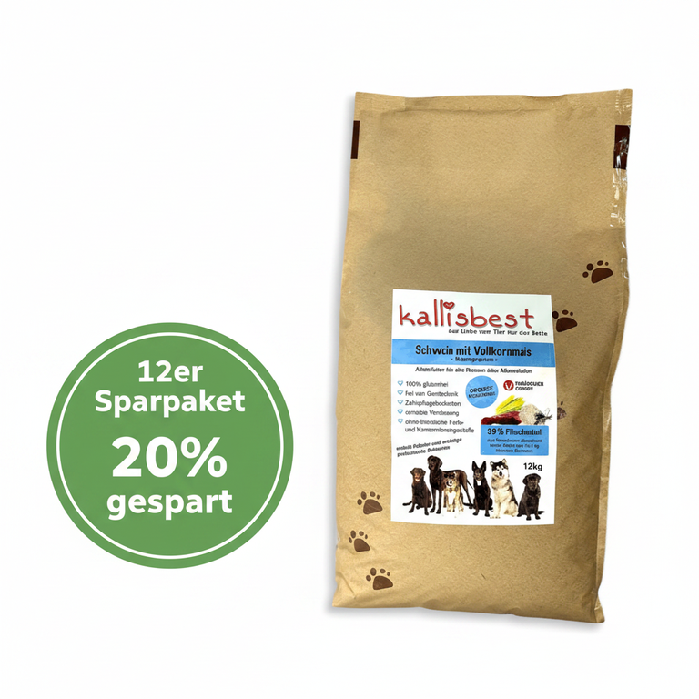 Schwein mit Vollkornmais & Reis große Kroketten – 12er Sparpaket