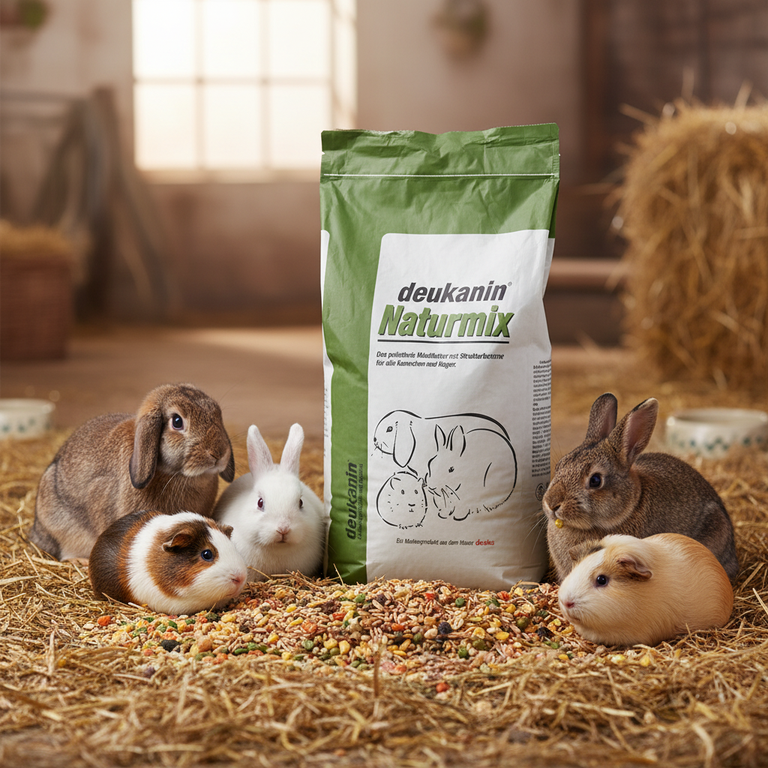 Deukanin Naturmix 15 kg mit Stallhasen, Meerschweinchen und Zwergkaninchen