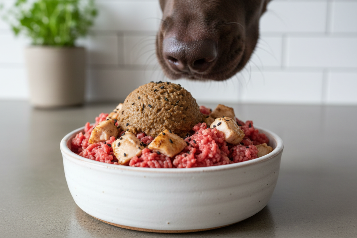 Schwarzkümmel dezent unter Hundefutter gemischt