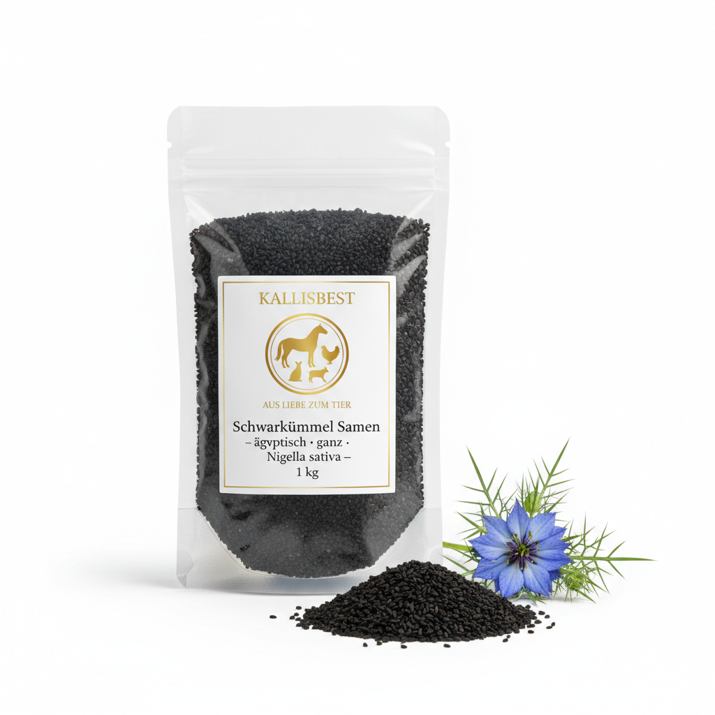 Kallisbest Schwarzkümmel 1kg Klarsichtbeutel mit Emblem