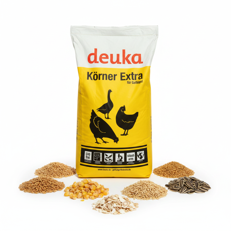 deuka Körner Extra 25 kg – Zutaten: Weizen, Mais, Gerste, Muschelschrot, Sonnenblumenkerne