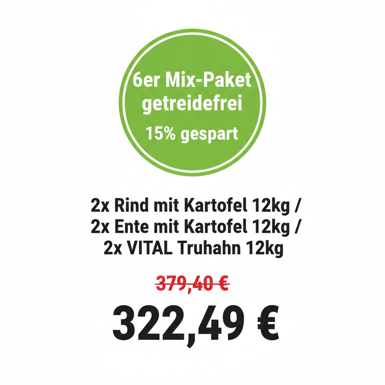 6er Mix-Paket getreidefrei – 379,40 € / 322,49 €