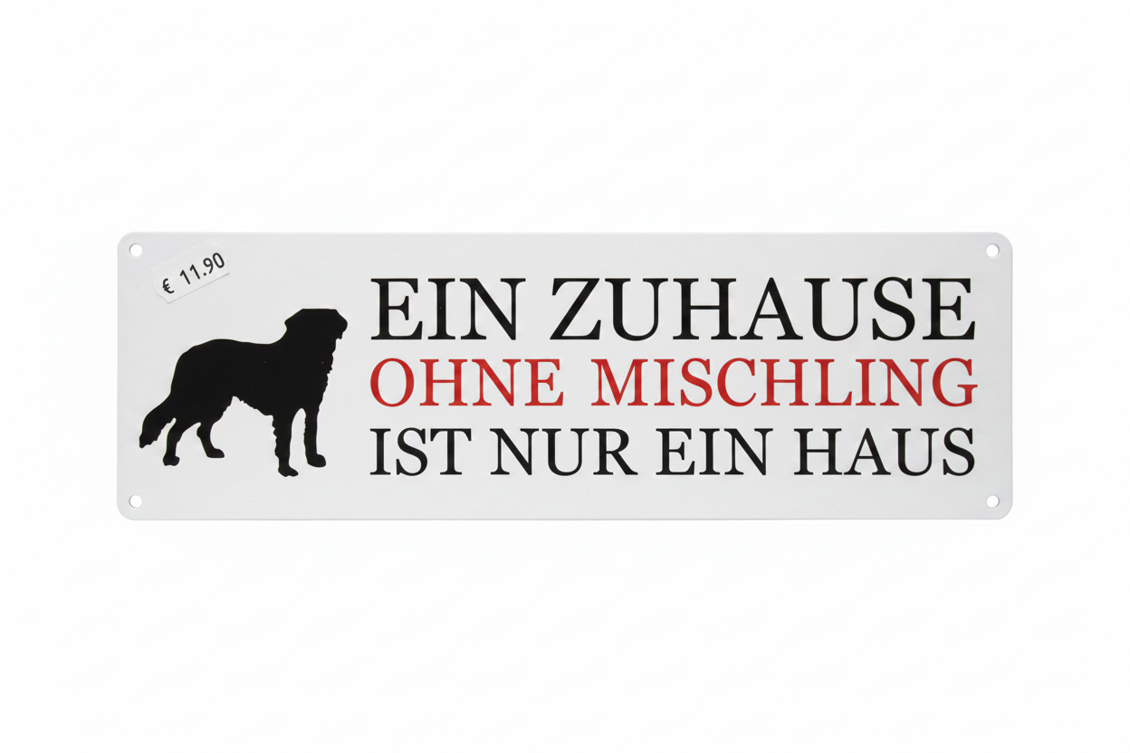 Metallschild – Ein Zuhause ohne Mischling ist nur ein Haus