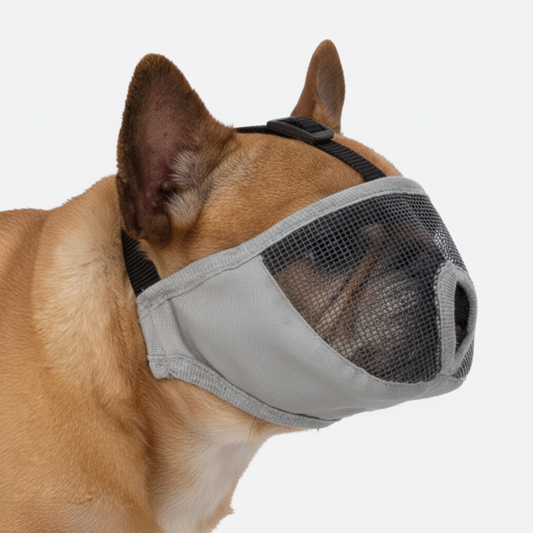 Trixie Maulkorb Grau an French Bulldog