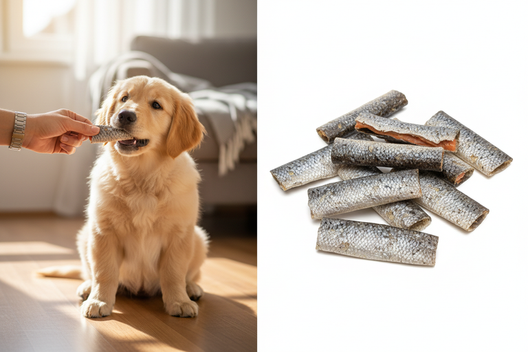 Golden Retriever Welpe bekommt Lachshaut als Belohnung – Kallisbest