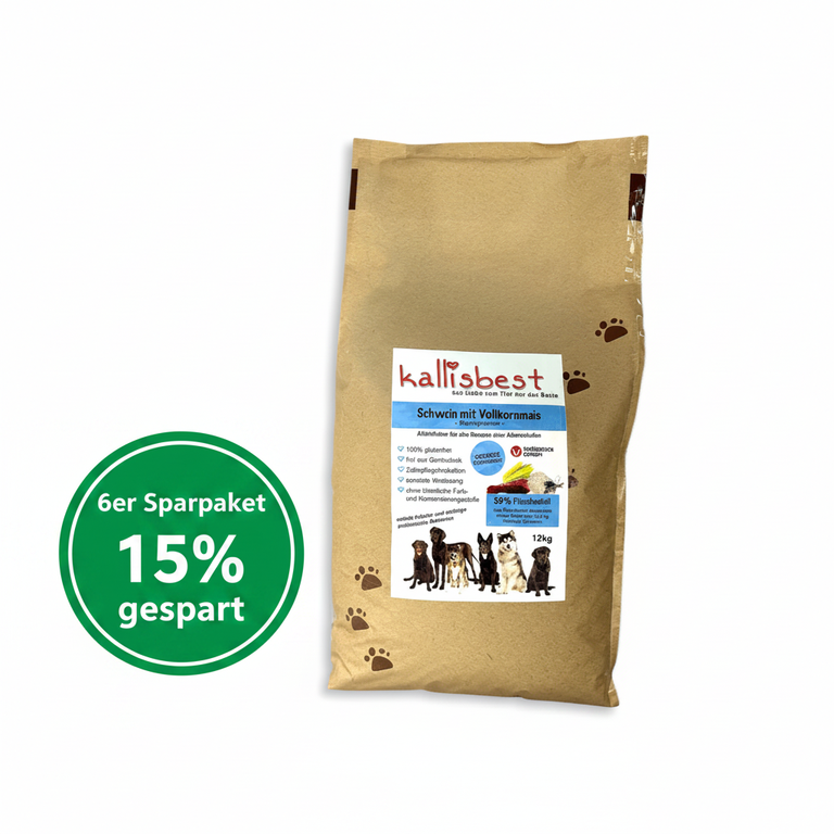 Schwein mit Vollkornmais & Reis große Kroketten – 6er Sparpaket