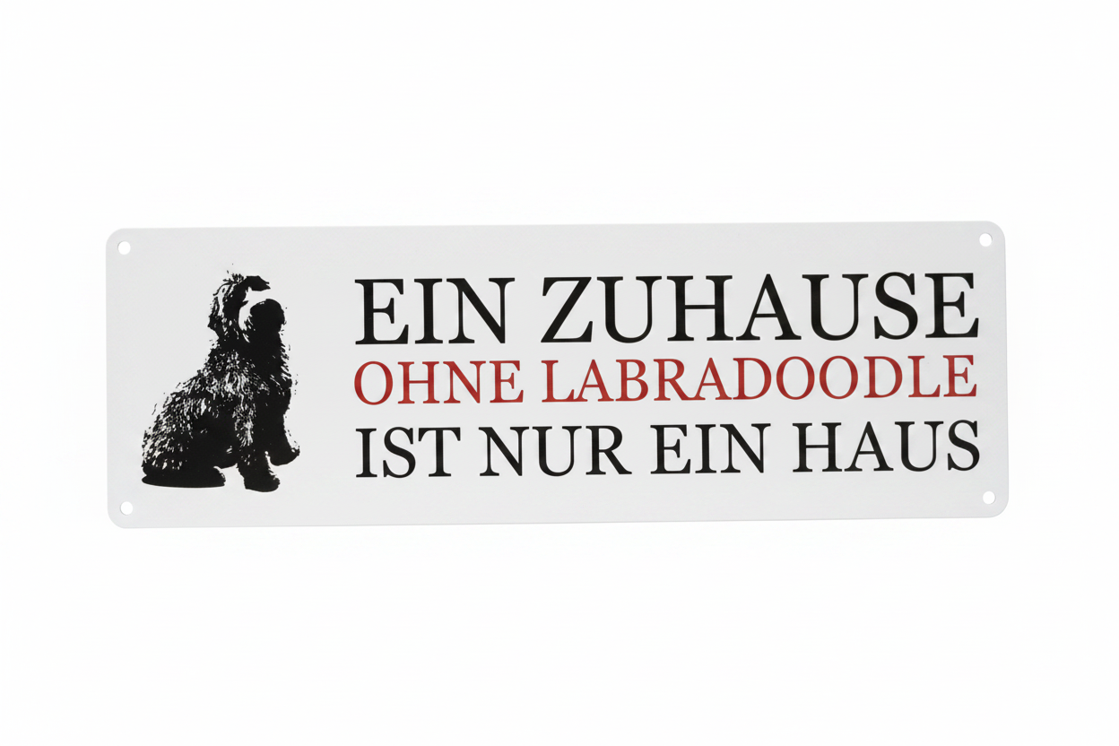 Metallschild – Ein Zuhause ohne Labradoodle ist nur ein Haus – freigestellt