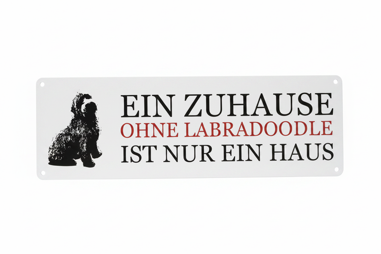 Metallschild – Ein Zuhause ohne Labradoodle ist nur ein Haus – freigestellt
