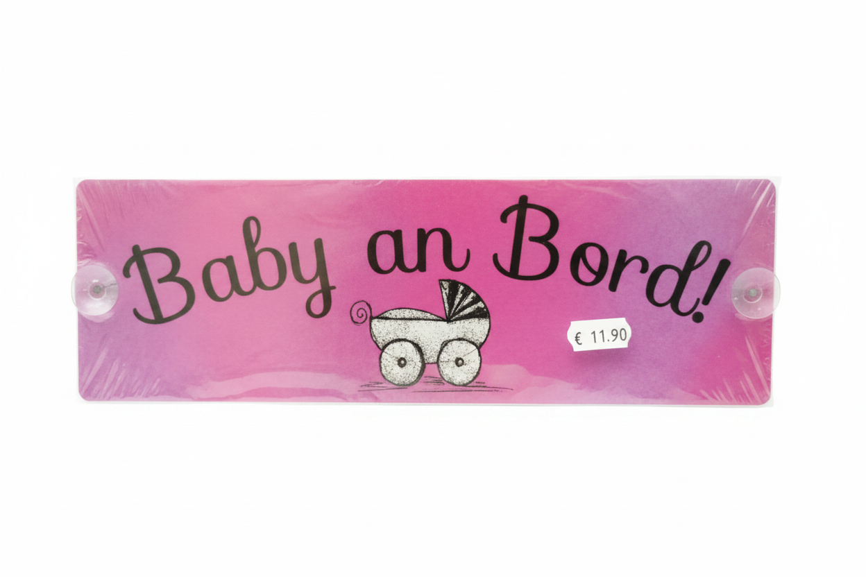 Schild Baby an Bord Pink freigestellt