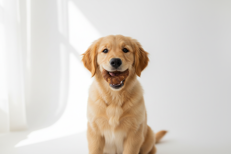 Golden Retriever Welpe mit Kallisbest Herz im Entenfleischmantel S