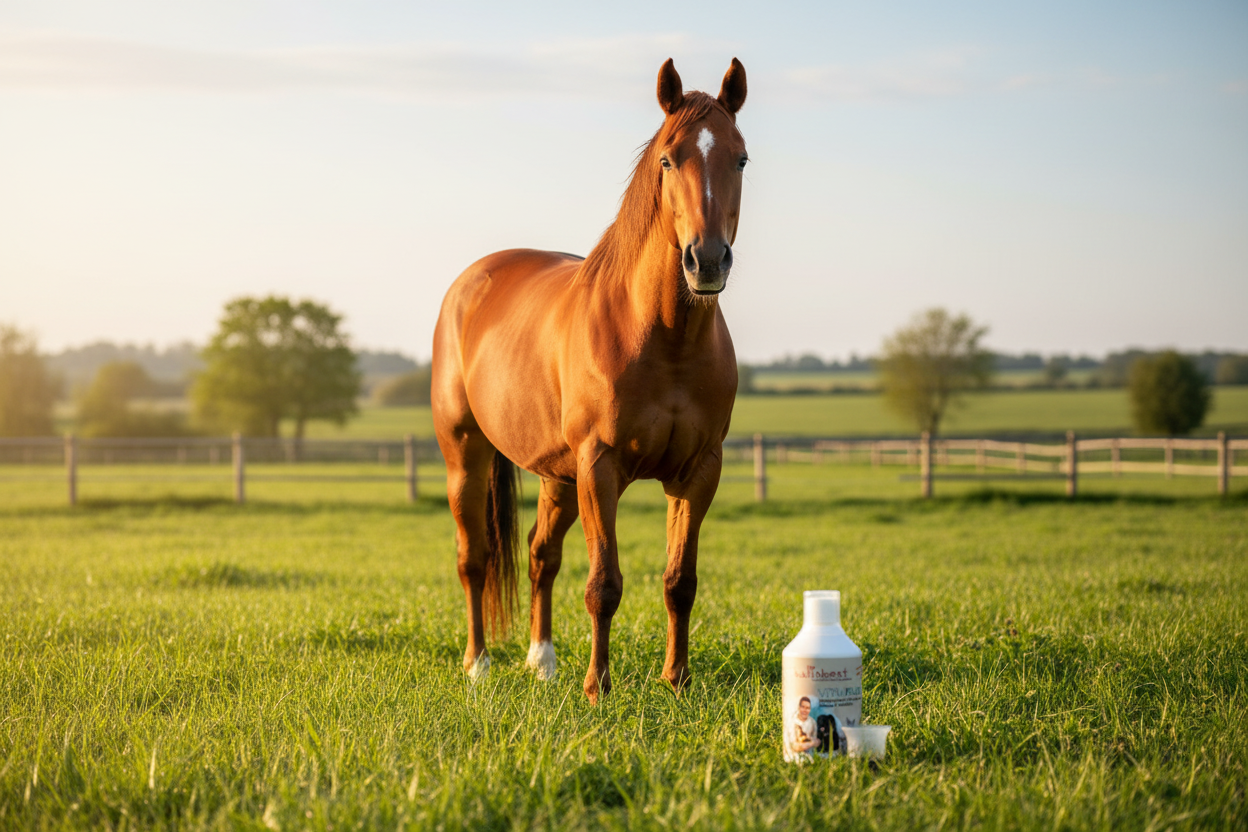 Pferd im Paddock mit Kallisbest Vital Plus – Kallisbest