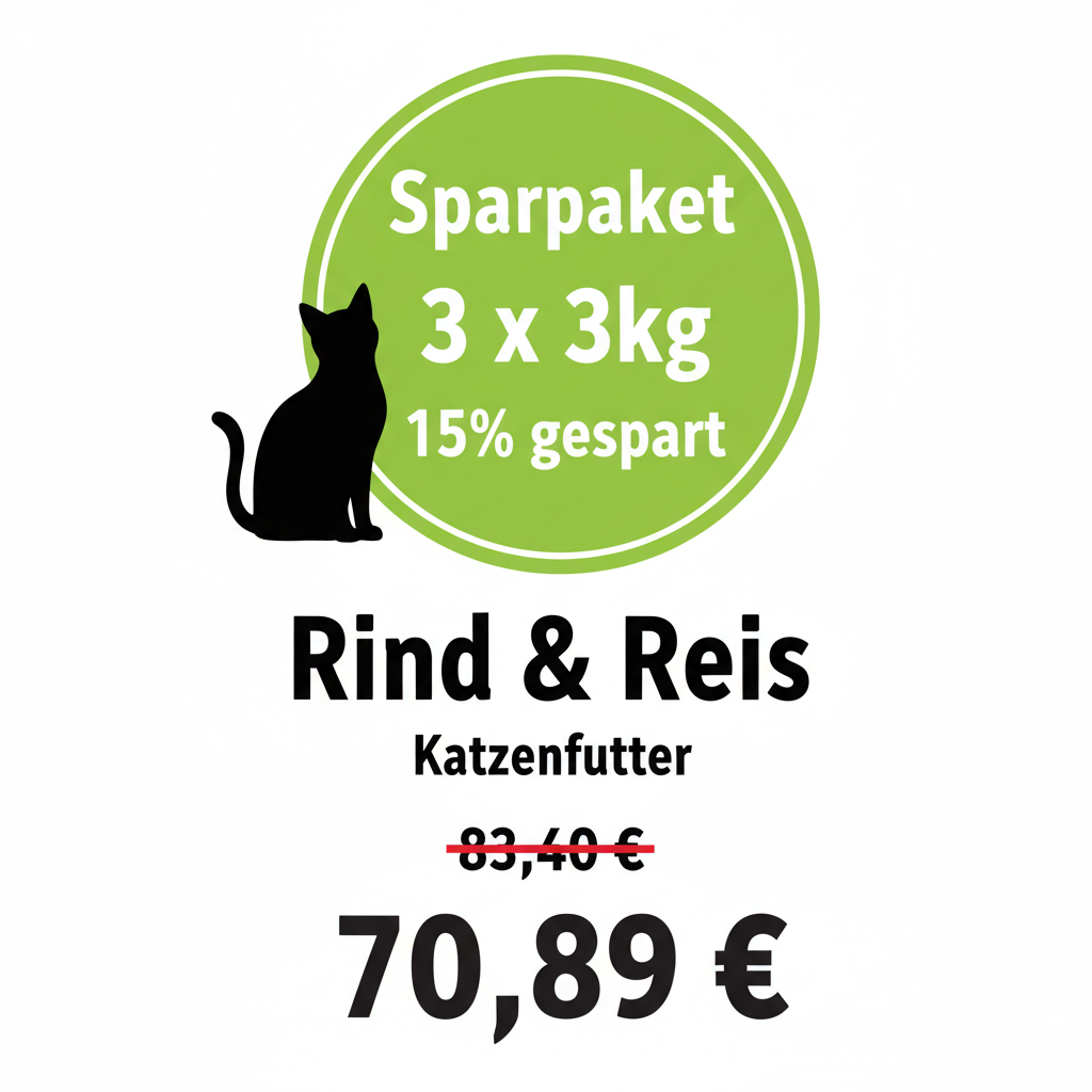 Sparpaket 3 x 3kg Rind & Reis Katzenfutter