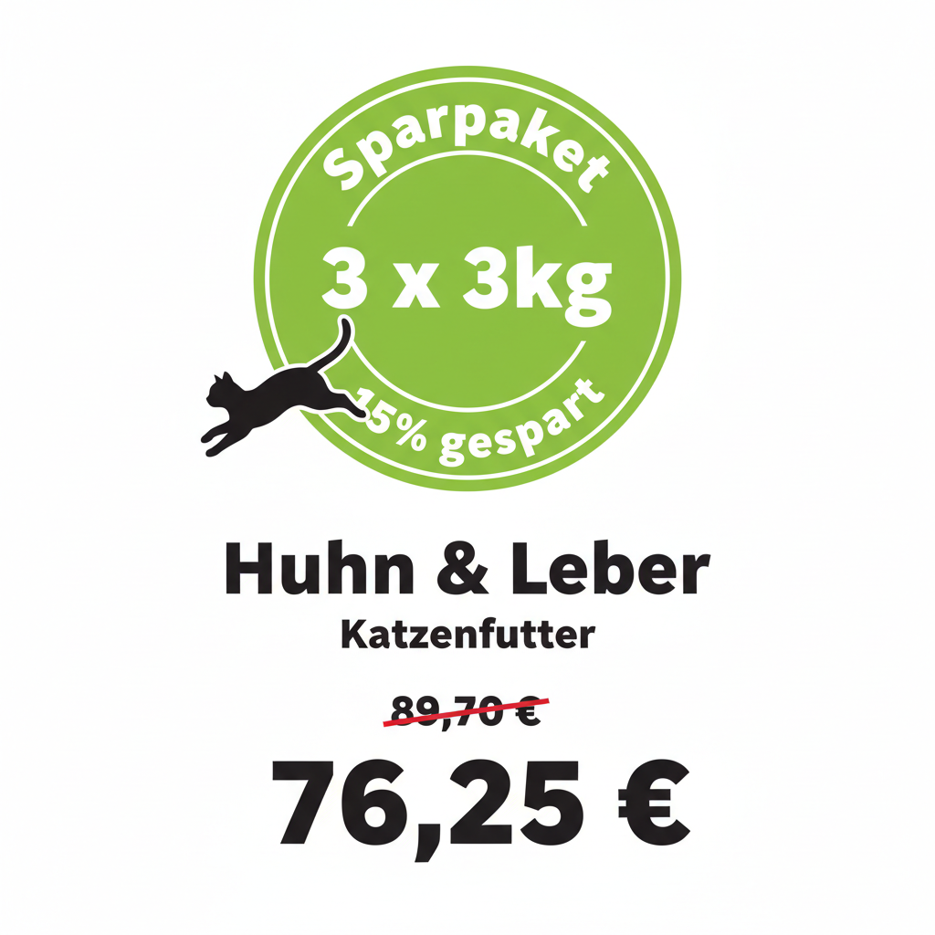 Sparpaket 3 x 3kg Huhn & Leber Katzenfutter
