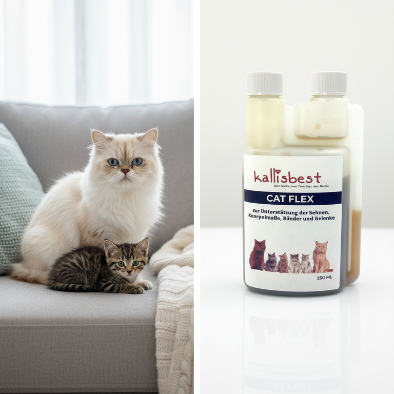 Cat Flex – Senior Perser und Tabby Kitten mit Kallisbest Flasche