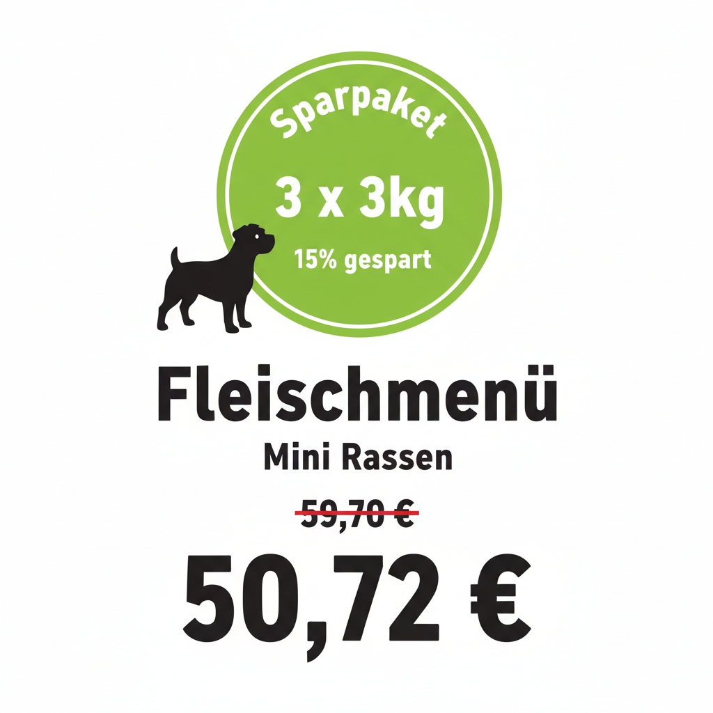 Sparpaket 3 x 3kg Fleischmenü Mini Rassen