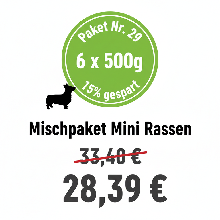 Abwechslungspaket Nr. 29 – 6 x 500g Mischpaket Mini Rassen