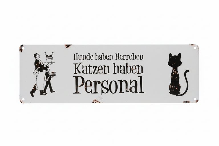 Metallschild – Hunde haben Herrchen, Katzen haben Personal