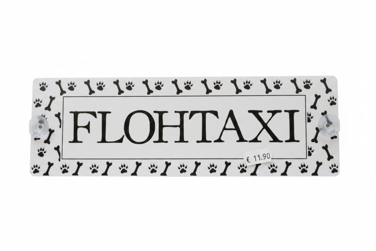 Metallschild Flohtaxi freigestellt