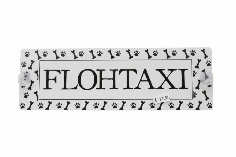 Metallschild Flohtaxi freigestellt