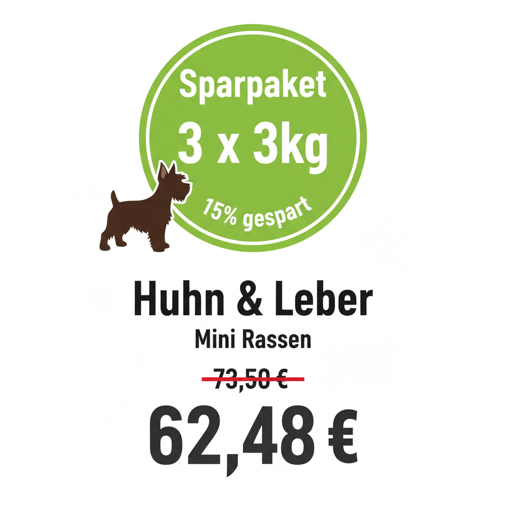 Sparpaket 3 x 3kg Huhn & Leber Mini Rassen