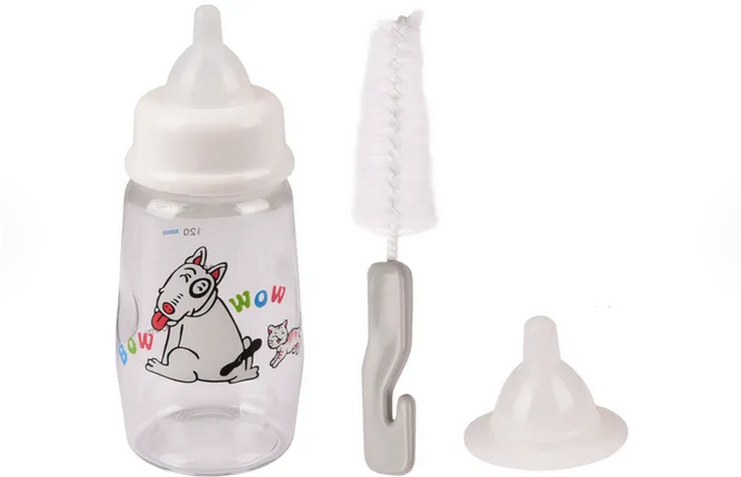 Flamingo Aufzuchtset Akela 140 ml – Saugflasche mit 2 Saugern & Reinigungsbürste für Welpen & Kätzchen