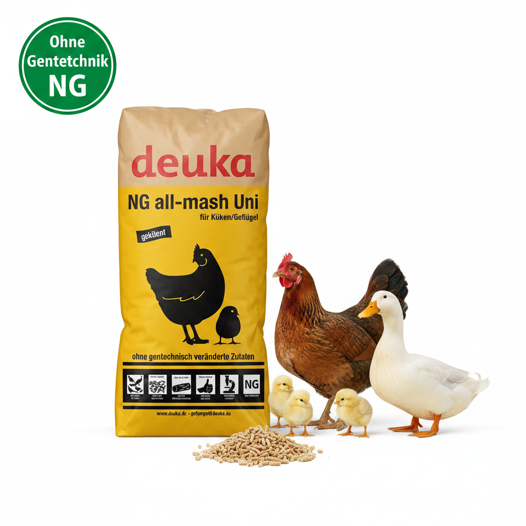 deuka NG All-mash Uni gekörnt 25 kg mit Geflügel und NG Badge