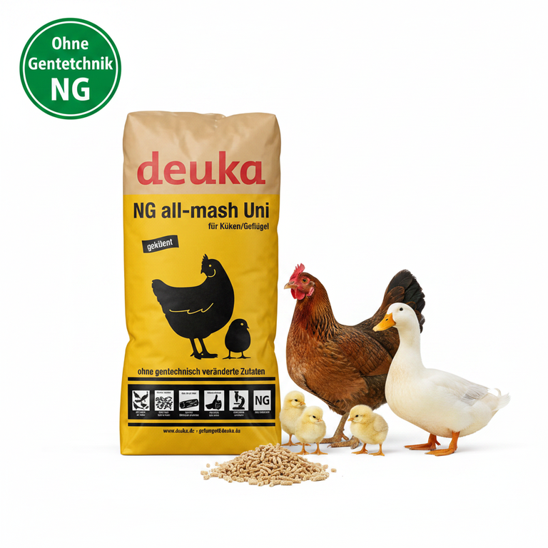 deuka NG All-mash Uni gekörnt 25 kg mit Geflügel und NG Badge
