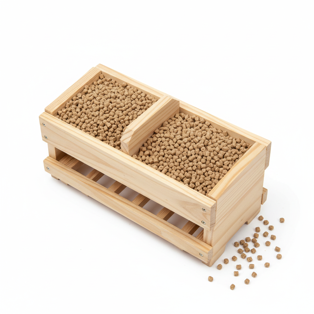 Legehennen Futtertrog mit deuka Legekorn Pellets