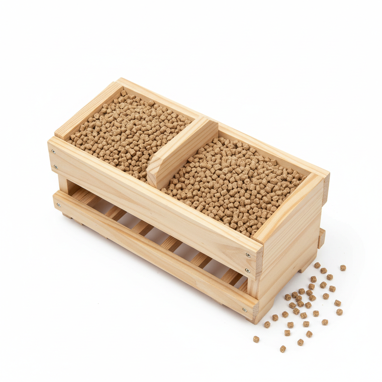 Legehennen Futtertrog mit deuka Legekorn Pellets