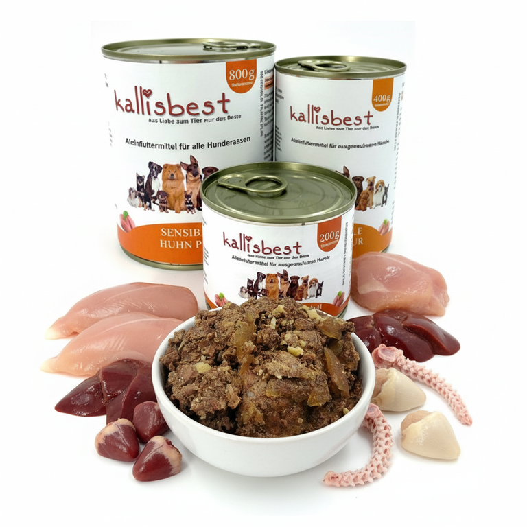 Sensible Huhn pur – Kallisbest Originaldosen mit frischen Hühnchen-Rohzutaten
