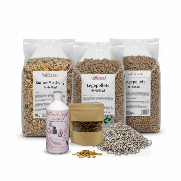 Sparpaket: 1x Körner-Mischung + 2x Legepellets – GVO-frei – Made in Germany