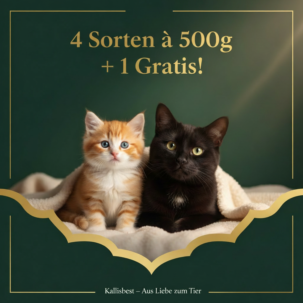 Probierpaket Katze getreidefrei – 4 Sorten à 500g + 1 Beutel GRATIS dazu | Kallisbest