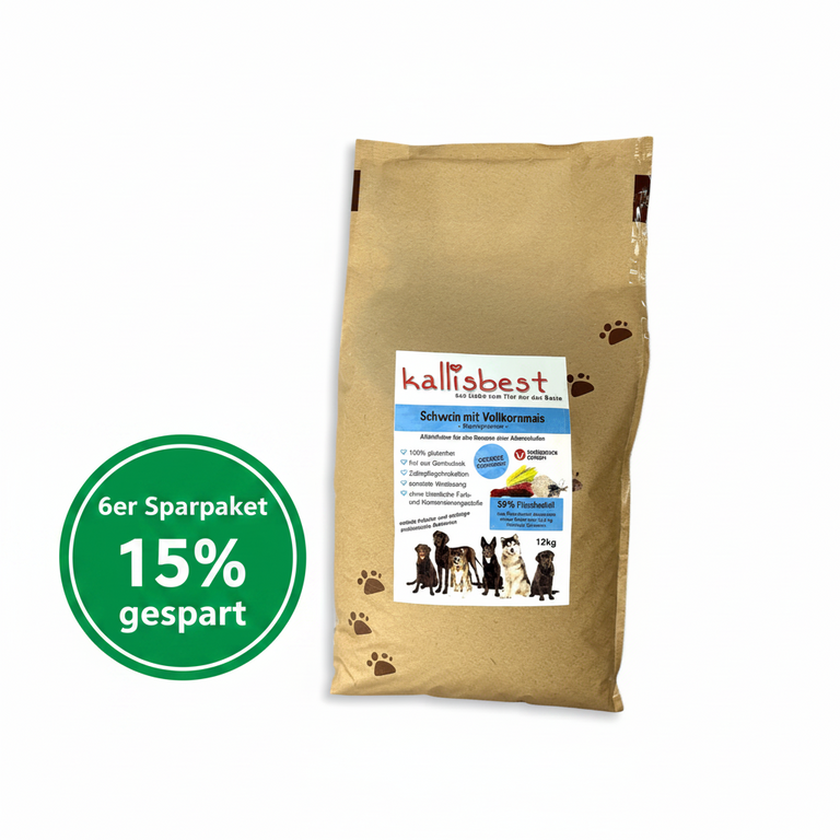 Schwein mit Vollkornmais & Reis große Kroketten für Hunde – 36% Schweinefleischmehl, glutenfrei