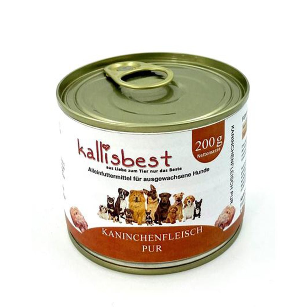 Kallisbest Kaninchenfleisch Dosen, Nassfutter für Hunde, 200g, natürliche Zutaten, ideal für alle Rassen.